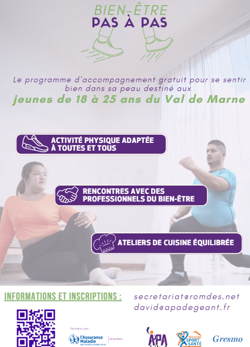 Projet &lsquo;pas à pas&rsquo; – Le programme d’accompagnement gratuit pour se sentir bien dans sa peau destiné aux jeunes de 18 à 25 ans du Val de Marne